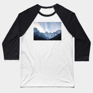 Blue Winter Sky Framed By Snowy Mountains Baseball T-Shirt